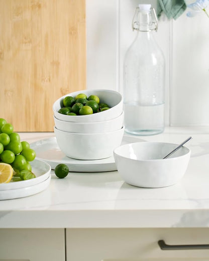 Famiware Mars Plates and Bowls Set, 18 Pieces Dinnerware Sets, Dishes Set for 6, White