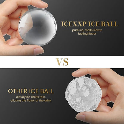 Whiskey Clear Ice Cube Maker, 2.5" Crystal Round Clear Ice Ball Maker for Freezer, 7 Cavity Large Sphere Whisky Ice Maker Circle for Cocktail Bourbon Scotch Brandy, Premium Gift for Lover