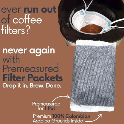 Ground Flavored Coffee In Filter Packs | Salted Caramel | Medium Roast Low Acid Mold Free Pouches | Bulk Packets Gourmet Bags for 10-12 Cup Drip Maker | Highest Rated Individual Premeasured Coffee
