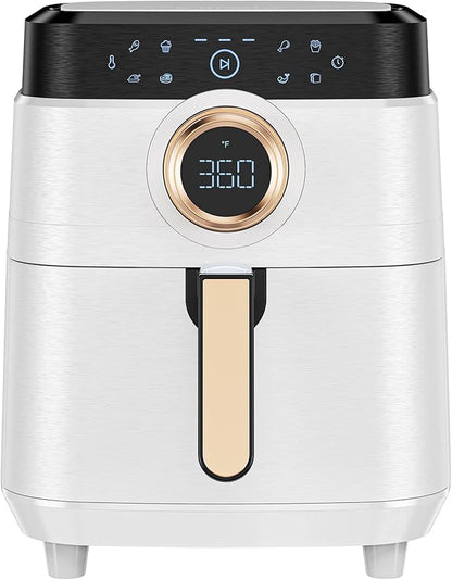 Air Fryer, ALLCOOL Airfryer Oven 8QT Large 1700W 8-in-1 with Touch Screen Air Fryers Dishwasher Safe Nonstick Basket Freidora de Aire 36 Recipes BPA & PFOA Free White