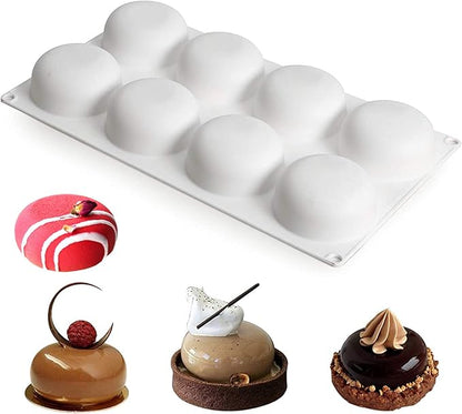 OCPO Kitchen 3D Stone Silicone Mold for Baking Mousse Cake French Dessert Pastry Chocolate Pudding Cupcake, Stone Shape (8-Cavity)