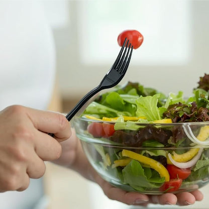 300 Pieces Of Black Plastic Silverware,Heavy Duty, 100 Forks, 100 Spoons, 100 Knives, Heat-Resistant and BPA-free Disposable Silverware,Party Supplies, High-end Utensils