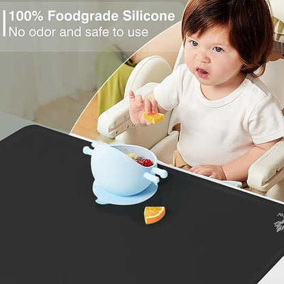 35.5" x 23.6" Extra Large Silicone Mat, Silicone Craft Mat for Placemat Baking Painting Clay Art and More (Black)