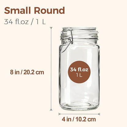 ComSaf Glass Jars with Airtight Lid Set of 3, Mason Jars 32 oz, Pickling Jar, Canning Jar 32oz, 32 oz Glass Containers with Lids for Kitchen, Pickle, Flour, Cereal, Pasta, Sugar, Herb