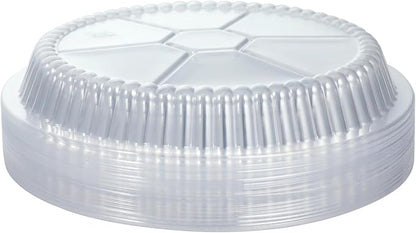 7 Inch Round Aluminum Pans with Lids (60 Pack) Disposable Foil Pan with Clear Dome Top, Aluminum Tin for Roasting Baking Cooking