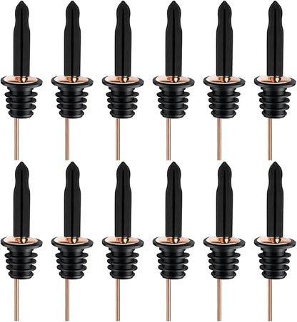 Pafusen 12 Pack Liquor Bottle Pourers, Liquor Pour Spout for Liquor Bottles, Stainless Steel Olive oil Dispenser Spout, Alcohol Pourer Dust Caps Long Covers, Rose Gold