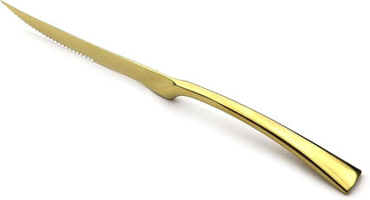 20-Piece 18/10 Stainless Steel Serrated Steak Knife Flatware Set, Mirror Polishing Gold,Service for 4