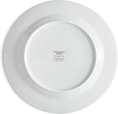 Portmeirion Home Vintage Chic 16 Piece Set - Porcelain Dinnerware with Art Deco Borders - 10.5" Dinner Plates, 7.5" Salad Plates, 5.5" Bowls, 11.5 Oz Mugs - Microwave & Dishwasher Safe Place Settings
