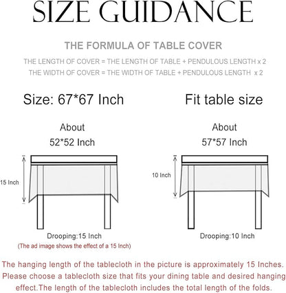 patdrea Designer Linen Tablecloth for Square Table,Vintage Durable Floral Pattern Table Cloth,Dacorative Cover for Kitchen Dining,Parties Christmas,Thanksgiving,Party,67"x67"-Cornflowers