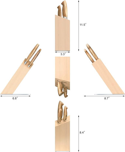 Cangshan OLIV Series 4-Piece HUA Knife Block Set, Forged Swedish 14C28N Steel, Maple Block, 501677