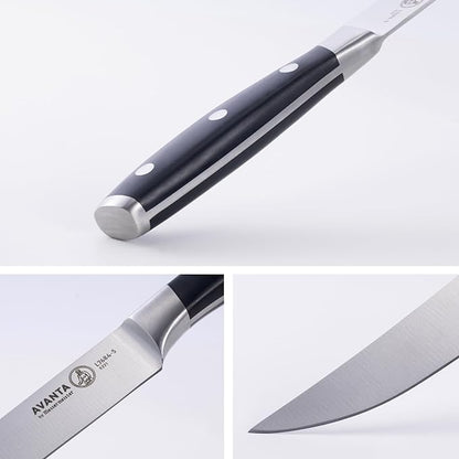 Messermeister Avanta 5” Fine Edge Steak Knife Set - Pack of 2 - German X50 Stainless Steel - Rust Resistant & Easy to Maintain - Includes 8 Total Steak Knives