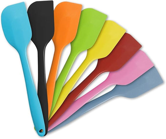 8 Piece Heat Resistant Silicone Spatula Set Non Stick Rubber Spatula Kitchen Utensils for Cooking,Baking,and Mixing,Multicolor