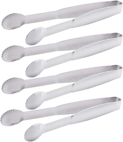 Mini Tongs 5-3/4 Inch Stainless Steel Small Serving Tongs, Tiny Kitchen Tong for Appetizers, Tea Party, Coffee Bar, Desserts, Set of 4