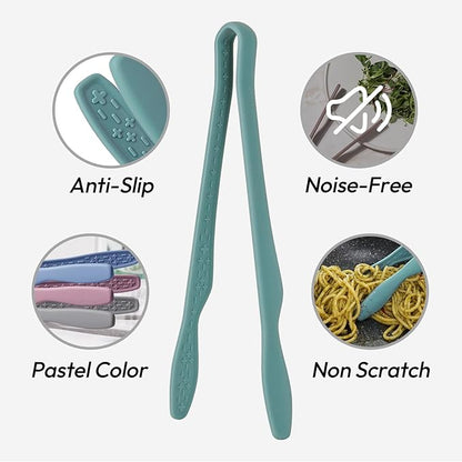 carrotez Silicone Tongs for Cooking, Anti-Slip,Non-Scratch Kitchen Tongs 9.5 inch Silicone Tongs 1Pack - Green