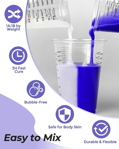 Nicpro 250oz Silicone Mold Making Kit, 30A Platinum Liquid Silicone Rubber, Flexible Silicone Molds Maker Mix Ratio 1:1 for Casting 3D Resins Molds DIY with Gloves, Sticks, Mixing Cups