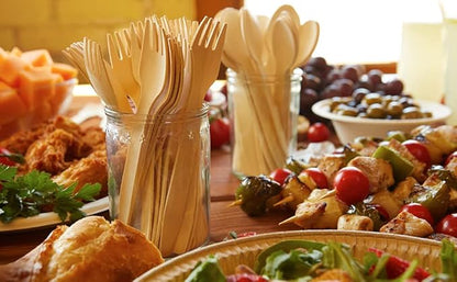 Disposable Wooden Cutlery Set - 100% Home Compostable - 2000 Spoons 6.5", Bamboo Utensils Alternative, Eco-Friendly, Organic, Sustainable and Carbon Neutral Certified