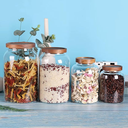 1 Gallon Glass Jar with Airtight Lid and Anti-Skid Bottom for Dry Food Storage