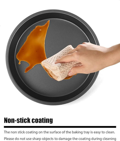 Round Cake Pans, 4 Pack 9" Nonstick Baking Cake Pans Circle Cake Pan For Birthday Wedding Christmas, Steaming Serving (Black)