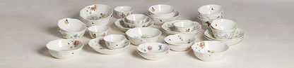 Lenox Pasta Bowls, 20oz Butterfly Meadow Pasta Bowl Set of 4, Service For 4, Porcelain, White Serving Bowls, Wide, Shallow, Lenox Butterfly Meadow Collection, Dishwasher/Microwave Safe (White 4-Piece)