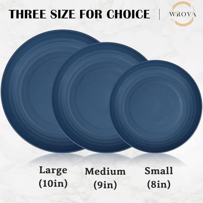 Wrova Wheat Straw Plates - 9 Inch Unbreakable Dinner Plates Set of 8 - Dishwasher & Microwave Safe Plastic Plates Reusable - Lightweight Plates for kitchen,camping (Colorful Series)
