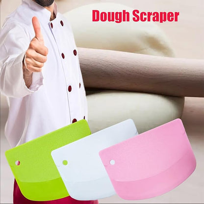 Set of 3 Cake Scrapers and Smoother Tools for Cake Decorating, Dough & Bowl Scrapers Plastic Icing Smoothers Dough Cutters Bench Scrapers(U Shape)
