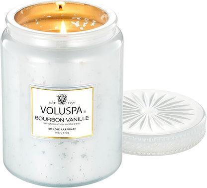 Voluspa Bourbon Vanille, Large Candle Jar, 18 Ounces, 100 Hour Burn Time, Coconut Wax for Clean Burning, Handcrafted in The USA