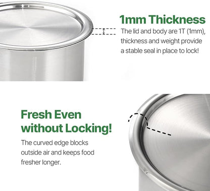 CaKE 5PCS Stainless Steel Food Storage Containers With Lids 5PCS Canister Set Kitchen Appliances Dishwasher Safe Premium South Korea