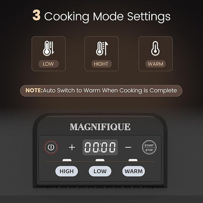 4 Quart Casserole Programmable Slow Cooker with Ceramic Baking Dish - Perfect Kitchen Small Appliance for Family Dinners, Oven Safe and Durable Bakeware for Lasagna, Roasts