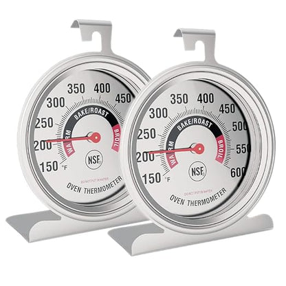 Efeng Large in Oven Thermometer for Electric or Gas Oven (2 packs) -Large Hook Baking Thermometer,Cooking Thermometer with NSF quality & non fading color dial oven safe after long time cooking