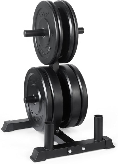 CAP Barbell 2-Inch Olympic Bumper Plate Weight Set with 6 Post Rack | 100-370 lbs | Multiple Options