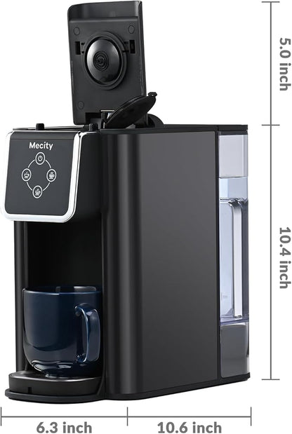 Mecity Coffee Maker 3 in 1 Single Serve Coffee Machine, Compatible with K cup Capsules, Instant Coffee Pot, Tea maker, 6,8,10 Oz Cup, Removable 50 Oz Water Reservoir, 120V 1150W, Dark Grey