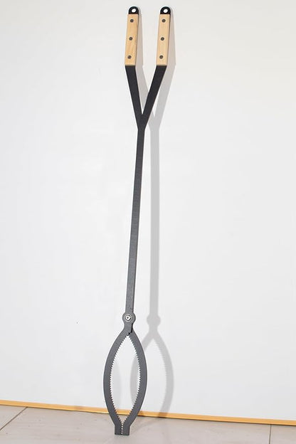 40" Fireplace Tongs Log Grabber Made Of Premium Heavy Duty Alloy Steel. Fire Tongs With Wood Handle Best For Fire Pit Fireplace Campfire Indoor & Outdoor. Upgraded Fire Pit Tools.
