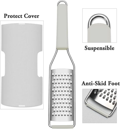 Cambom Lemon Zester Grater Three-piece Suit - Heavy Duty Kitchen Tool for Parmesan Cheese, Ginger, Garlic, Nutmeg, Chocolate, Vegetables，Fruits，Stainless Steel Grater Dishwasher Safe Clear