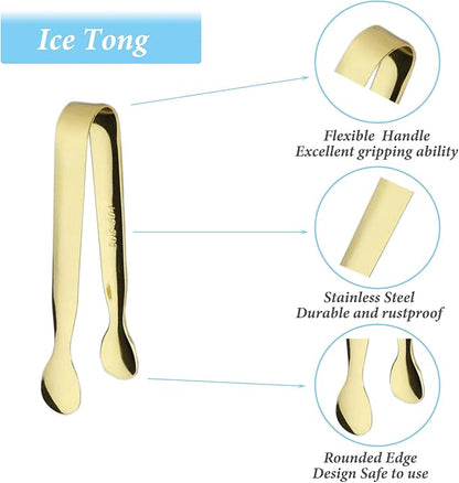 6PCS Ice Tongs Mini Sugar Tongs 4.25Inch Tong for Serving Food Small Serving Tong, Kitchen Tong for Appetizers,Tea Party, Coffee Bar, Desserts by Sunenlyst (Silver and Gold)