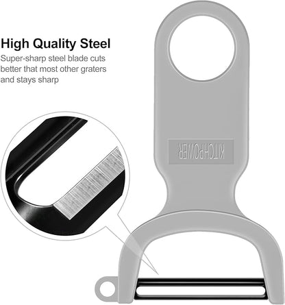 Original Vegetable Fruit Peeler Carbon Steel Blade 3 Pack Grey/Blue/Black…