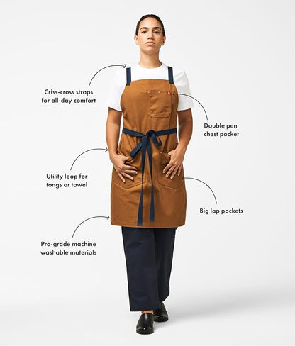 hedley & bennett Crossback Apron - Crossback Chef Apron with Pockets - 100% Cotton Denim, 8oz - Jack Navy