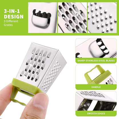 Ciieeo 12 Pcs Stainless Steel Mini Cheese Grater, Box Grater Handheld Slicer for Fruit, Vegetable, Multipurpose Kitchen Gadget, Assorted Colors, 2.63 x 1.45 x 4.25 Inch