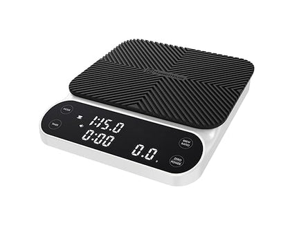 Maestri House S3 Coffee Scale with Timer, 3kg/0.1g Rechargeable Digital Scale, 3 Brew Modes, Adjustable Ratios & Flow Rate Display, Barista-Grade for Pour-Over, Espresso, French Press –White