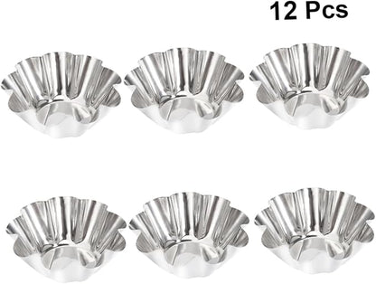 Unomor Pcs Stainless Steel Sauce Dish Egg Tart Tins Egg Tart Shell Baking Pan Puto Molder Filipino Baking Supplies Dish Mini Paper Cups Mold Cake Portuguese s