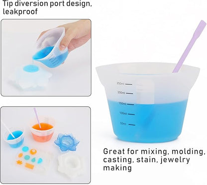 Gartful 500ml & 250ml Large Silicone Measuring Cups, Resin Mixing Cups for Epoxy, Jewelry Casting Molds, Acrylic Paint Pouring, Cup Making, Nonstick Reusable Craft Measuring Cups, 16oz & 8oz, Set of 2
