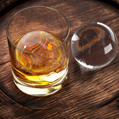 TINANA Clear Ice Ball Maker, 2.5” Clear Ice Cube Tray Make 1 Large Sphere Ice Balls for Whiskey, Cocktails & Bourbon, Gifts for Men