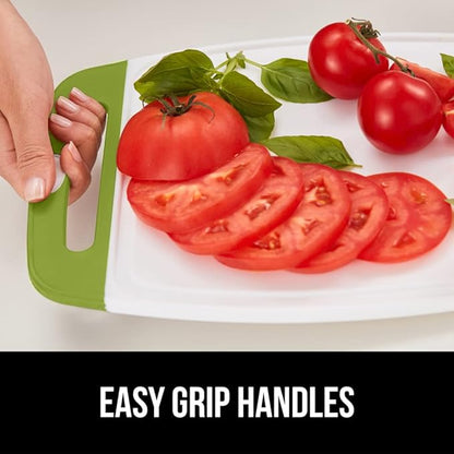 GORILLA GRIP BPA-Free Reversible Kitchen Cutting Board Set of 3, US Designed, Nonporous, Juice Grooves Catch Liquid, Slip Resistant Border, Dishwasher Safe, Durable Food Chopping Boards, Lime Green