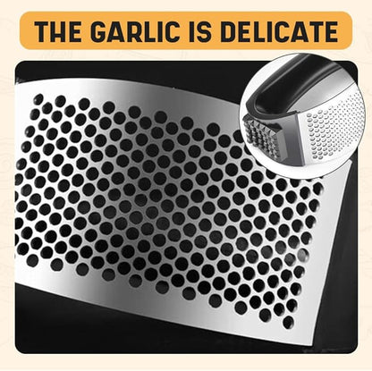 Stainless Steel Garlic Press Rocker, 2025 New Garlic Mincer and Garlic Crusher, Easy-Squeeze Garlic Tool with Peeler and Cleaning Brush for Smashing Garlic (2 Set)