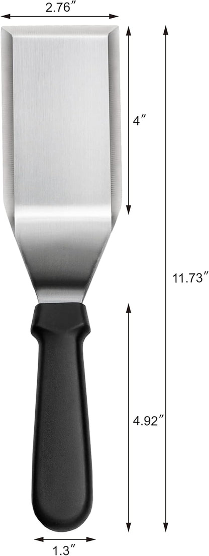 New Star Foodservice 36152 Plastic Handle Heavy Duty Hamburger Turner/Spatula with Cutting Edge, 11.5-Inch, Black