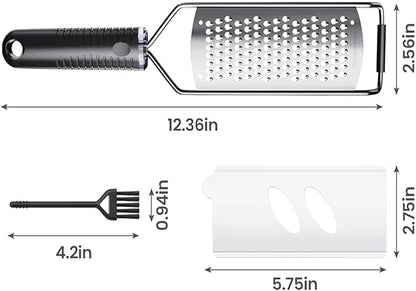 Cheese Grater with Non-Slip Handle, Lemon Zester, Extra Coarse Grater, 12in x 2.5in