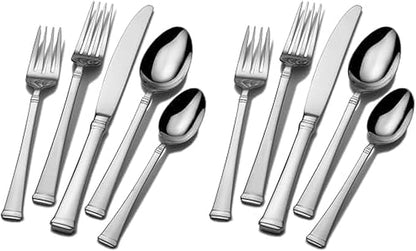 Mikasa, Harmony Flatware Service for 12, 65 Piece Set, 18/10 Stainless Steel, Silverware Set with Serving Utensils (Pack of 2)