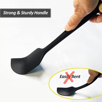 Silicone Spatula for Kitchen, 600°F Heat resistant Spatulas for Baking, Cooking, Scraping,and Mixing, Non Stick Kitchen Utensils, BPA Free, 11.2 IN, 3 Pack, Black