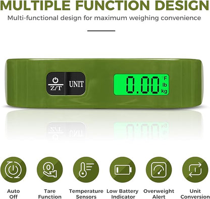 BAGAIL Digital Luggage Scale, 110lbs Hanging Baggage Scale with Backlit LCD Display, Portable Suitcase Weighing Scale, Travel Luggage Weight Scale with Hook, Strong Straps for Travelers