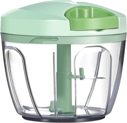 Ourokhome Manual Food Processor Vegetable Chopper, Portable Hand Pull String Garlic Mincer Onion Cutter for Veggies, Ginger, Fruits, Nuts, Herbs, etc., 650ml, Green