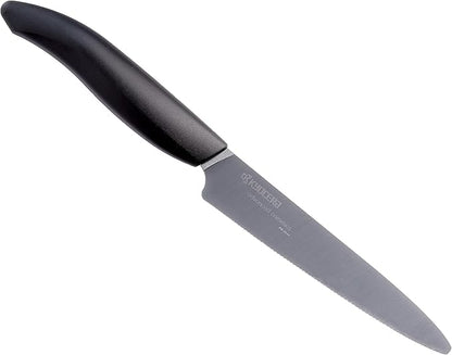 Kyocera Advanced Ceramic Revolution Series 5-inch Micro Serrated Tomato, Utility Knife, Black Blade